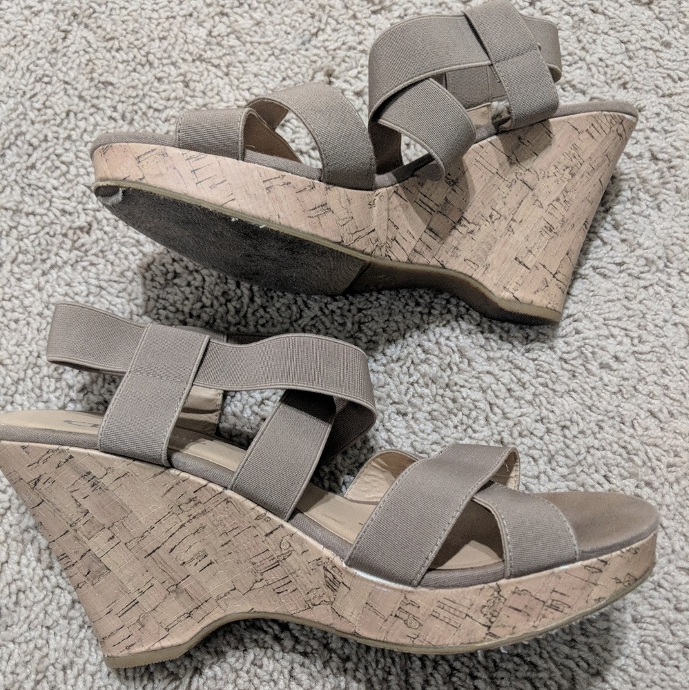 Nude/beige strappy wedges- CL by Chinese Laundry